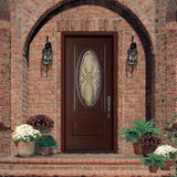 Masonite 36 in. x 80 in. Everland Cianne Cherry Left-Hand Inswing 3/4 Oval Smooth Finished Fiberglass Prehung Front Exterior Door
