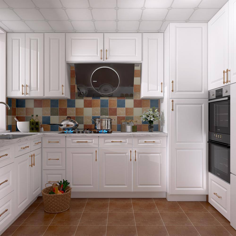 30 in. W x 12 in. D x 24 in. H Traditional White Plywood Ready to Assemble Kitchen Wall Cabinet with Doors and Shelves