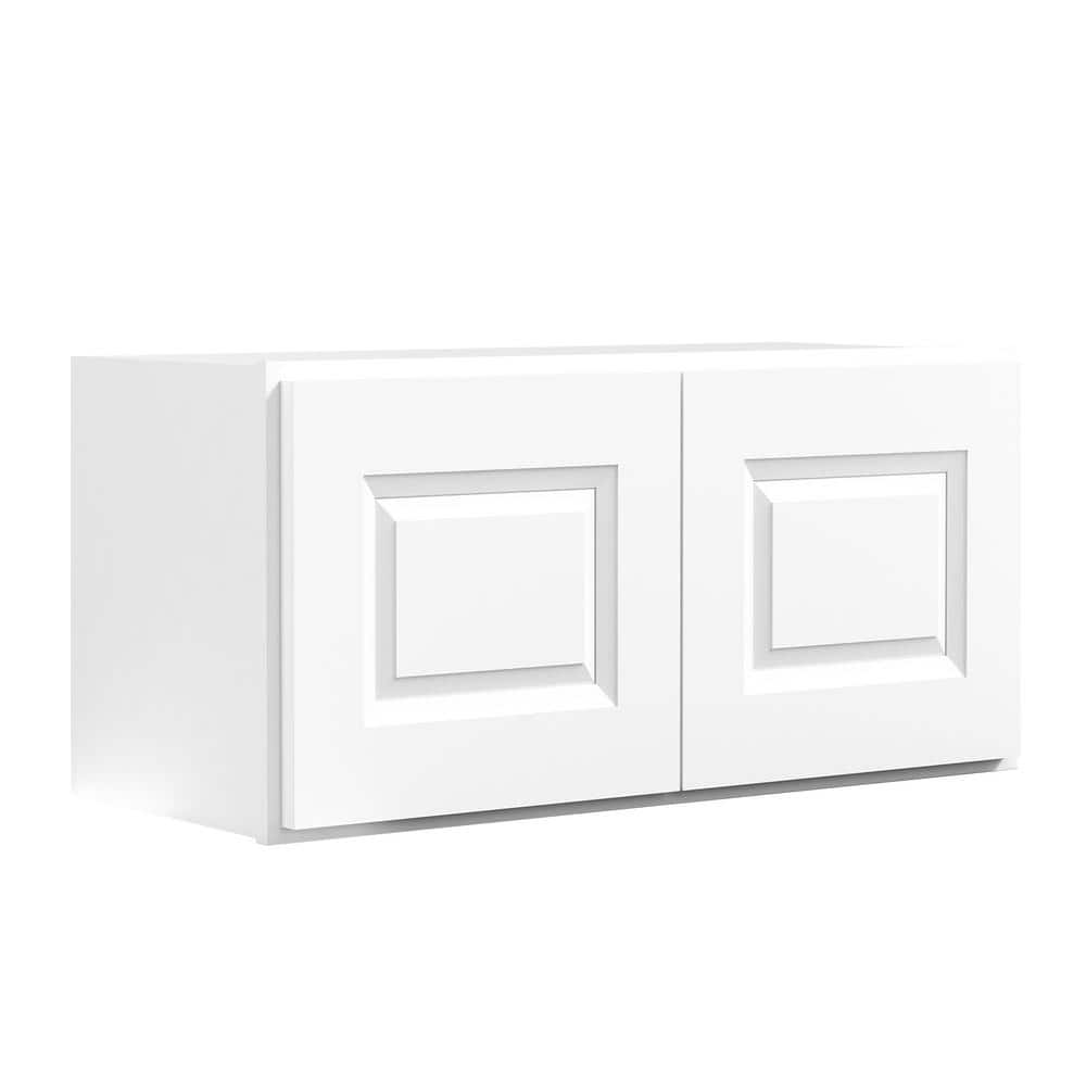30 in. W x 12 in. D x 24 in. H Traditional White Plywood Ready to Assemble Kitchen Wall Cabinet with Doors and Shelves