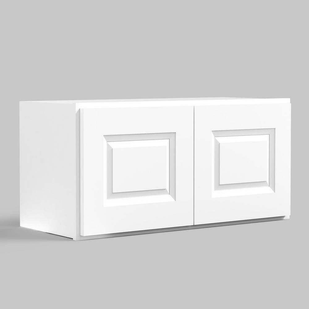 30 in. W x 12 in. D x 24 in. H Traditional White Plywood Ready to Assemble Kitchen Wall Cabinet with Doors and Shelves