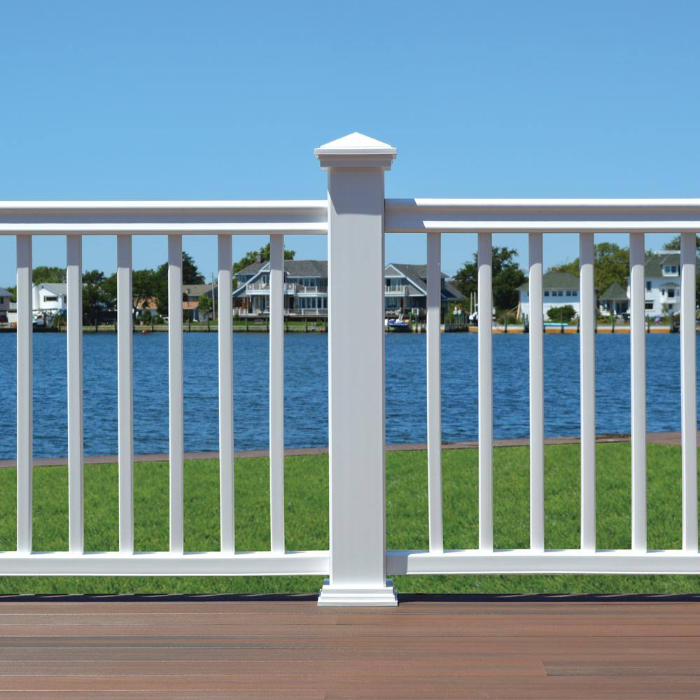 Fiberon CountrySide 5 in. x 5 in. x 45 in. Tranquil White Capped Composite Beveled Post Sleeve