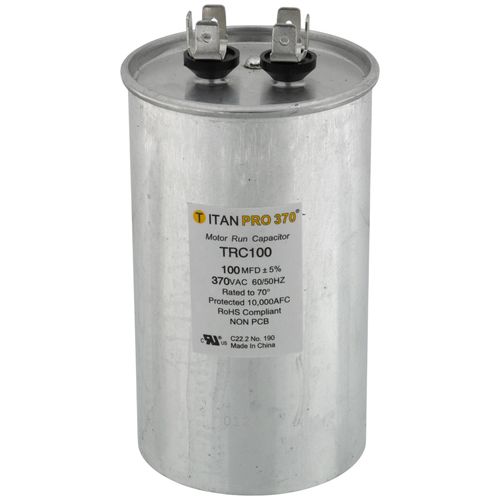 Titan Pro TRC100 capacitor - front view (Product Type: Capacitor; Voltage: 370V)