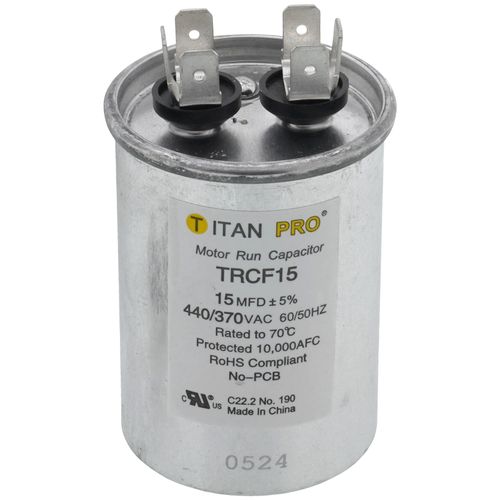 Titan Pro TRCF15 capacitor - front view (Product Type: Capacitor; Voltage: 440/370V)