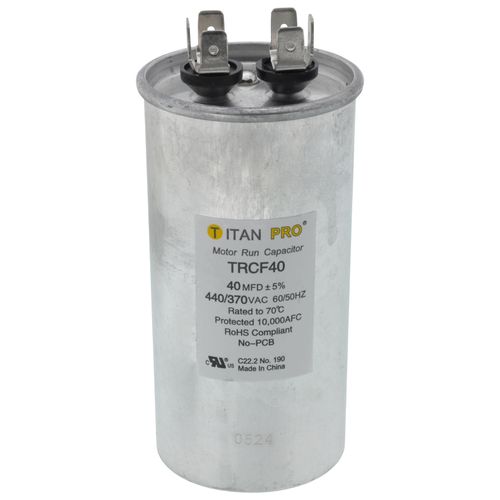 Titan Pro TRCF40 capacitor - front view (Product Type: Capacitor; Voltage: 440/370V)