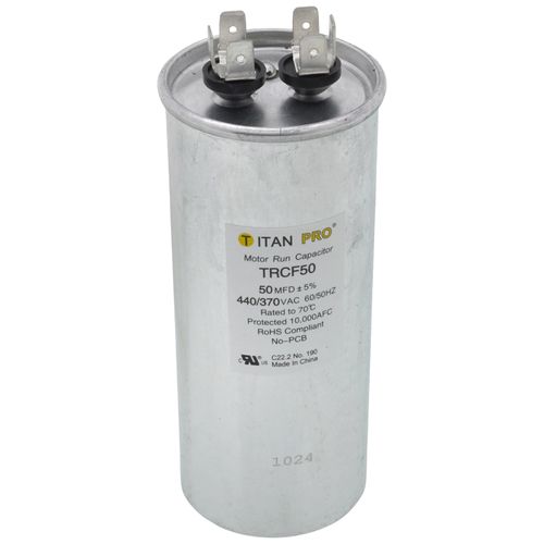 Titan Pro TRCF50 capacitor - front view (Product Type: Capacitor; Voltage: 440/370V)