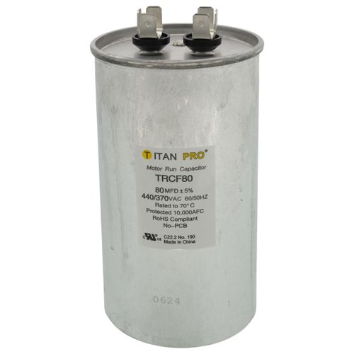 Titan Pro TRCF80 capacitor - front view (Product Type: Capacitor; Voltage: 440/370V)