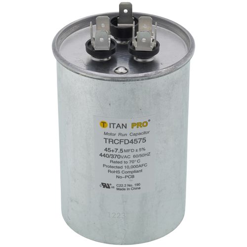 Titan Pro TRCFD4575 capacitor - front view (Product Type: Capacitor; Voltage: 440/370V)