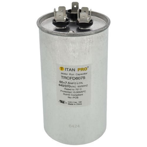Titan Pro TRCFD6075 capacitor - front view (Product Type: Capacitor; Voltage: 440/370V)