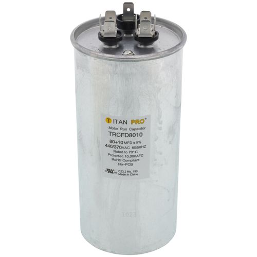Titan Pro TRCFD8010 capacitor - front view (Product Type: Capacitor; Voltage: 440/370V)
