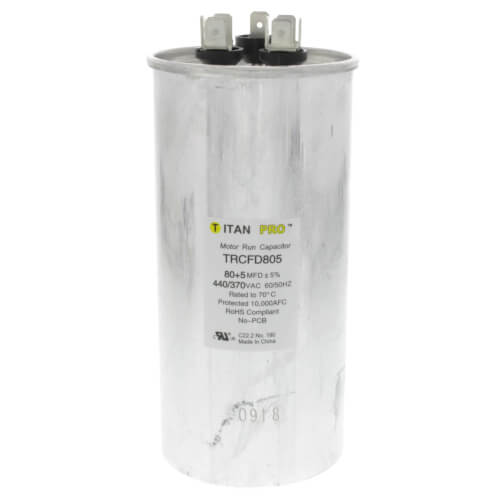 Titan Pro TRCFD805 capacitor - front view (Product Type: Capacitor; Voltage: 440/370V)