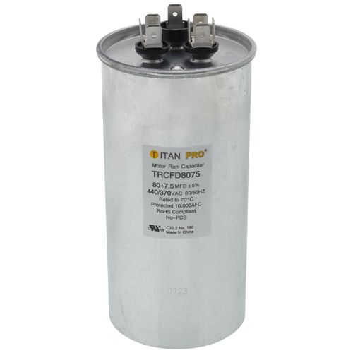 Titan Pro TRCFD8075 capacitor - front view (Product Type: Capacitor; Voltage: 440/370V)