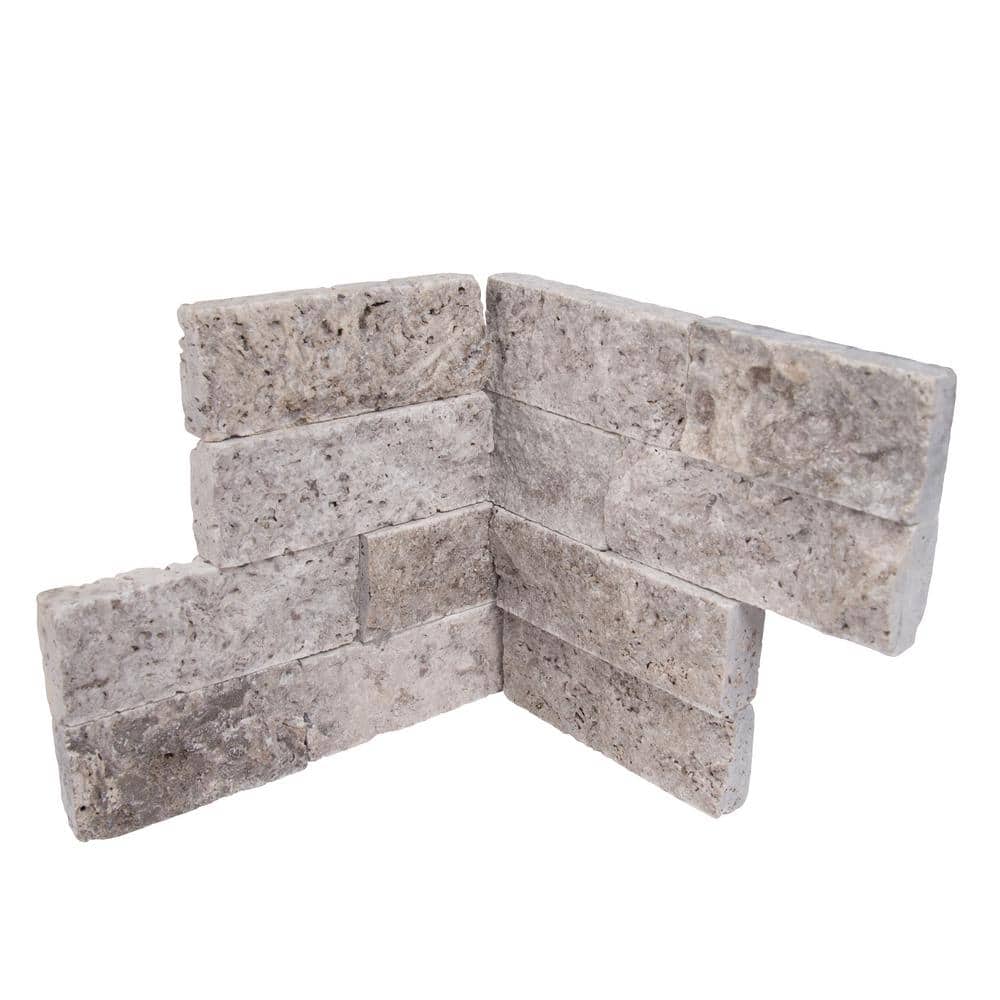 MSI Trevi Gray Ledger Corner 6 in. x 6 in. x 6 in. Natural Travertine Wall Tile (2.5 sq. ft./Case)