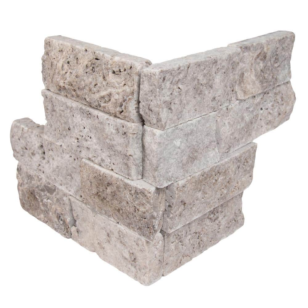 MSI Trevi Gray Ledger Corner 6 in. x 6 in. x 6 in. Natural Travertine Wall Tile (2.5 sq. ft./Case)
