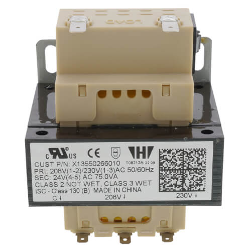 Trane TRR00825 transformer - label view (Voltage: 24V; Product Type: Transformer)