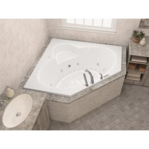 Universal Tubs Malachite Diamond 5 ft. Acrylic Corner Drop-in Whirlpool Air Bathtub in White (60 x 60 in.)