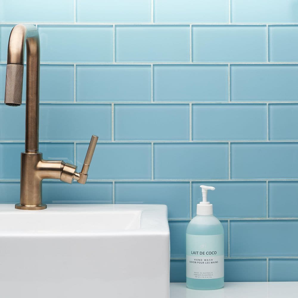 Ivy Hill Tile Contempo Turquoise 3 in. x 6 in. x 8 mm Polished Glass Subway Floor and Wall Tile (32 pieces 4 sq.ft./Box)