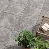 Impero Tuscan Gray 24 in. x 24 in. x 0.75 in. Marble-Look Porcelain Pavers, Matte Finish (Case of 2)