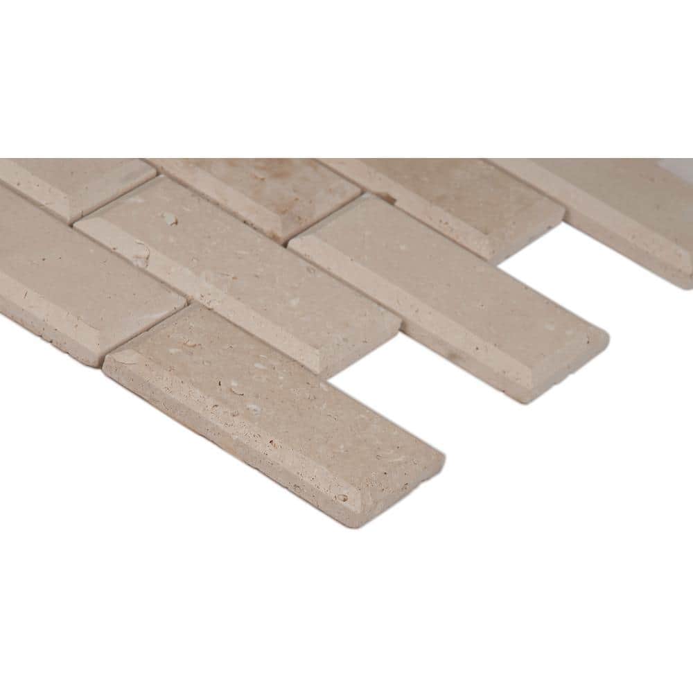 MSI Tuscany Ivory 12 in. x 12 in. x 10mm Honed Beveled Travertine Mesh-Mounted Mosaic Tile (10 sq. ft. / Case)