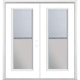 72 in. x 80 in. Ultra White Steel Prehung Left-Hand Inswing Mini Blind Patio Door with Brickmold