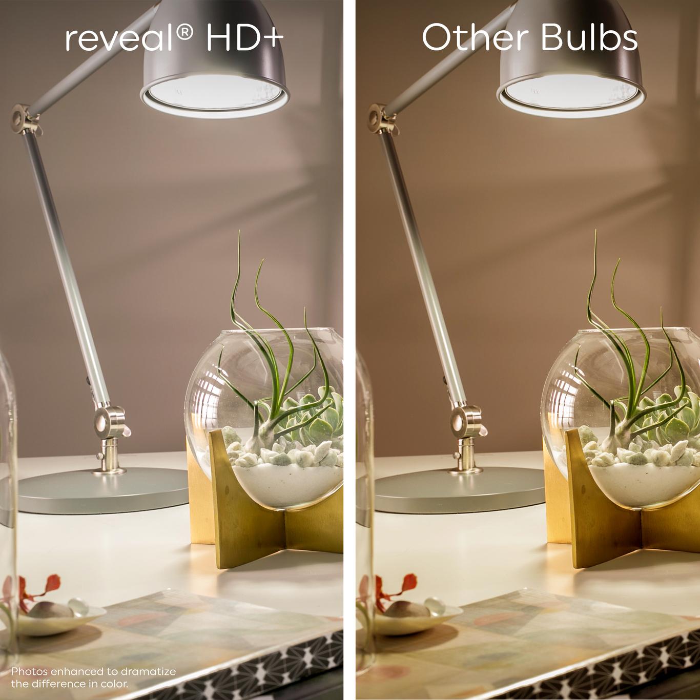 GE Reveal 60-Watt Replacement A19 Color-Enhancing Dimmable LED Light Bulbs, Medium Base, 610 Lumens (4-Pack)