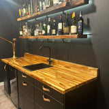 HARDWOOD REFLECTIONS 6 ft. L x 25 in. D Unfinished Acacia Solid Wood Butcher Block Countertop With Square Edge