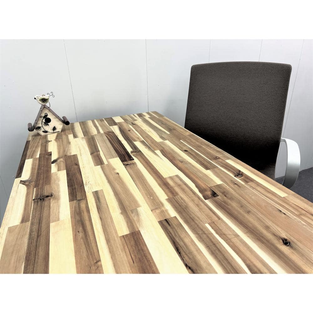 HARDWOOD REFLECTIONS 8 ft. L x 25 in. D Unfinished Acacia Solid Wood Butcher Block Countertop With Square Edge
