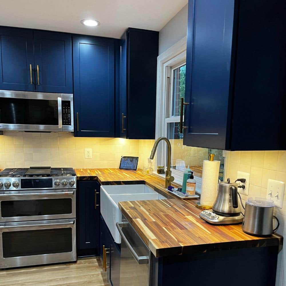 HARDWOOD REFLECTIONS 8 ft. L x 25 in. D Unfinished Acacia Solid Wood Butcher Block Countertop With Square Edge