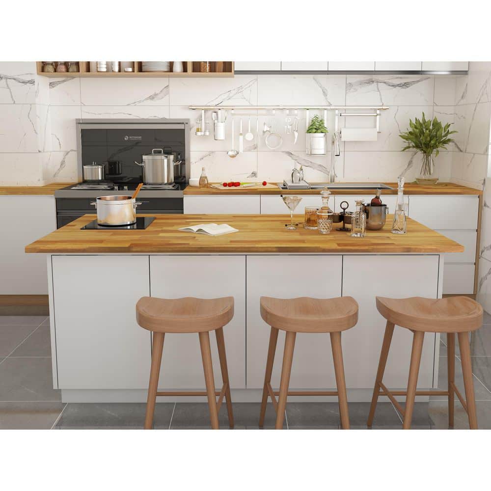 Interbuild 6 ft. L x 25.5 in. D, Unfinished Acacia Butcher Block Standard Countertop, with Live Edge