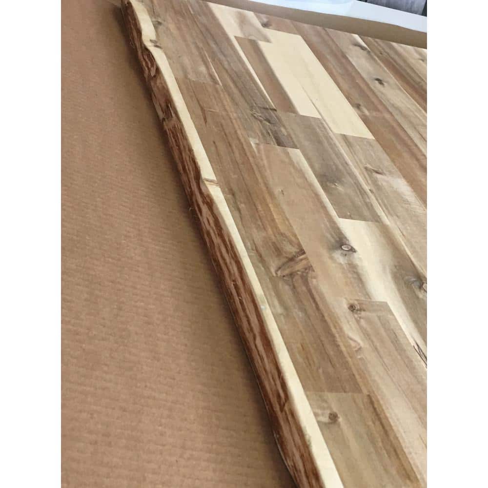 Interbuild 6.2 ft. L x 40 in. D, Unfinished Acacia Butcher Block Island Countertop, with Live Edge