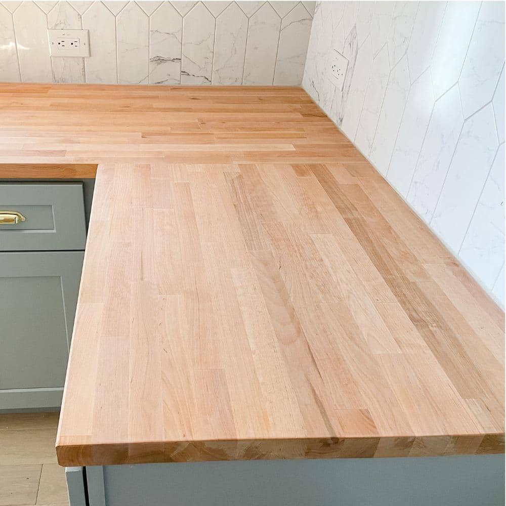 HARDWOOD REFLECTIONS 10 ft. L x 25 in. D Unfinished Alder Solid Wood Butcher Block Countertop With Eased Edge