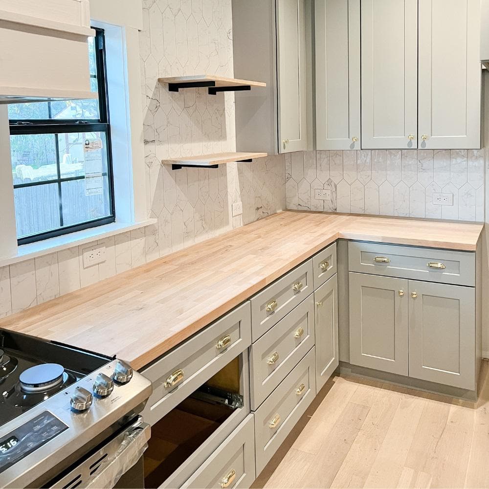 HARDWOOD REFLECTIONS 10 ft. L x 25 in. D Unfinished Alder Solid Wood Butcher Block Countertop With Eased Edge