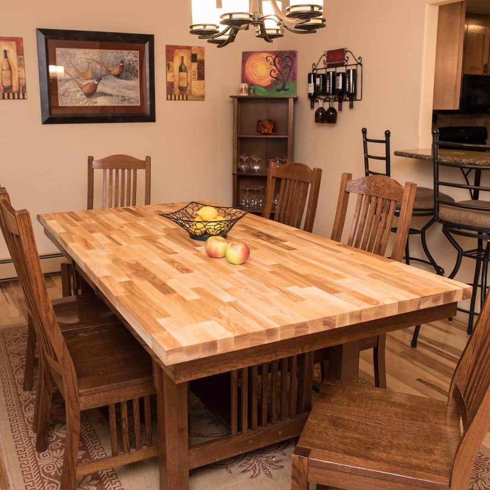 HARDWOOD REFLECTIONS 6 ft. L x 25 in. D Unfinished Ash Butcher Block Standard Countertop with Square Edge