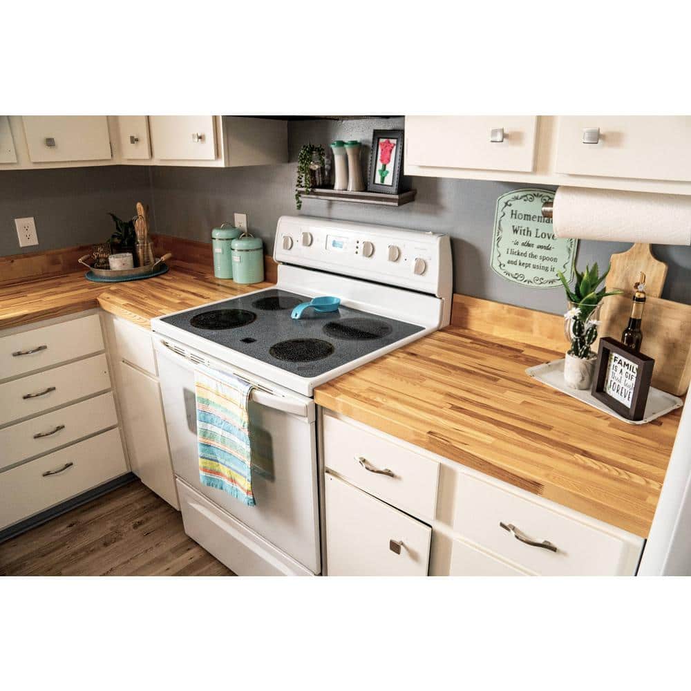 HARDWOOD REFLECTIONS 6 ft. L x 25 in. D Unfinished Ash Butcher Block Standard Countertop with Square Edge