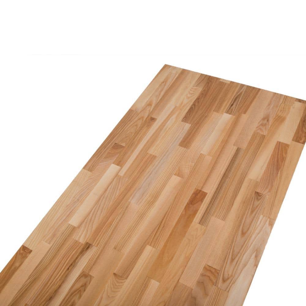 HARDWOOD REFLECTIONS 6 ft. L x 25 in. D Unfinished Ash Butcher Block Standard Countertop with Square Edge