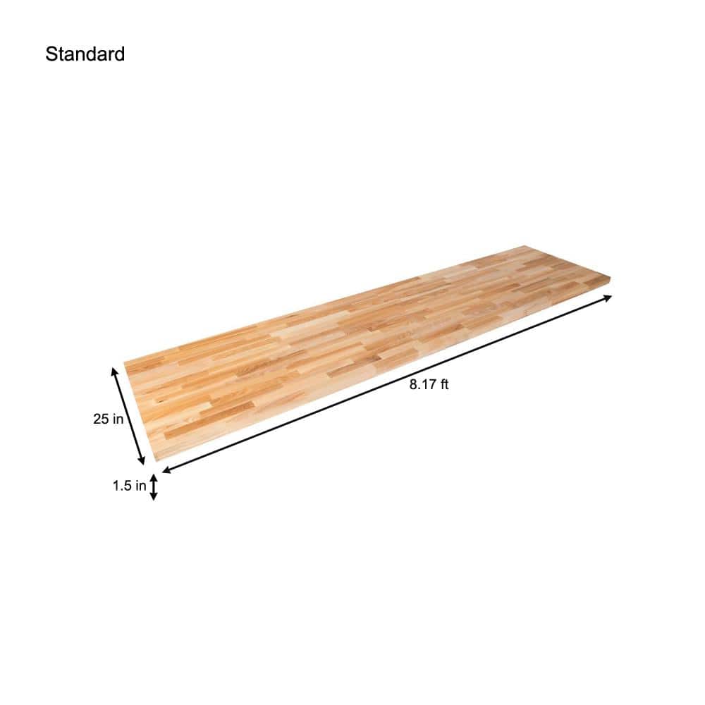 HARDWOOD REFLECTIONS 8 ft. L x 25 in. D Unfinished Ash Butcher Block Standard Countertop with Square Edge
