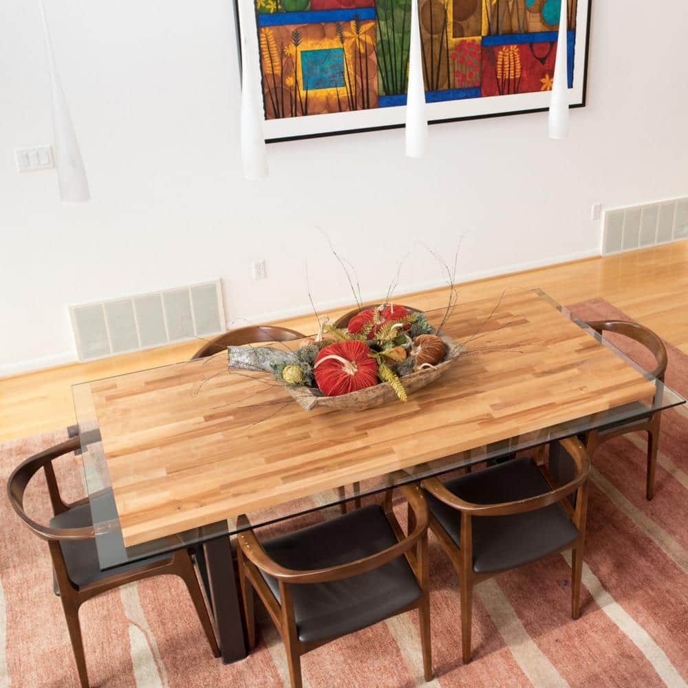 HARDWOOD REFLECTIONS 10 ft. L x 25 in. D Unfinished Ash Butcher Block Standard Countertop with Square Edge