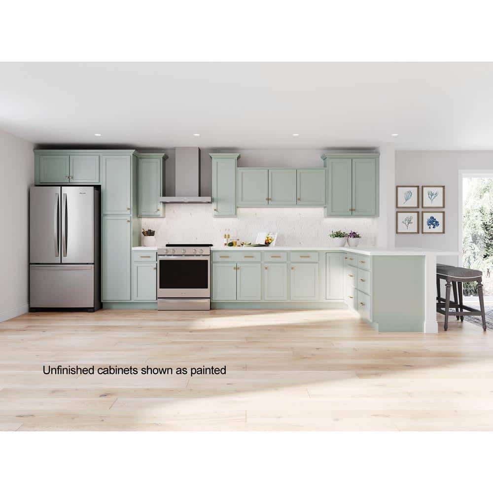 36 in. W x 12 in. D x 30 in. H Assembled Wall Kitchen Cabinet in Unfinished with Recessed Panel
