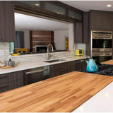 HARDWOOD REFLECTIONS 6 ft. L x 39 in. D Unfinished Birch Solid Wood Butcher Block Island Countertop With Eased Edge