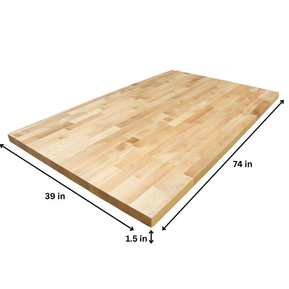 HARDWOOD REFLECTIONS 6 ft. L x 39 in. D Unfinished Birch Solid Wood Butcher Block Island Countertop With Eased Edge