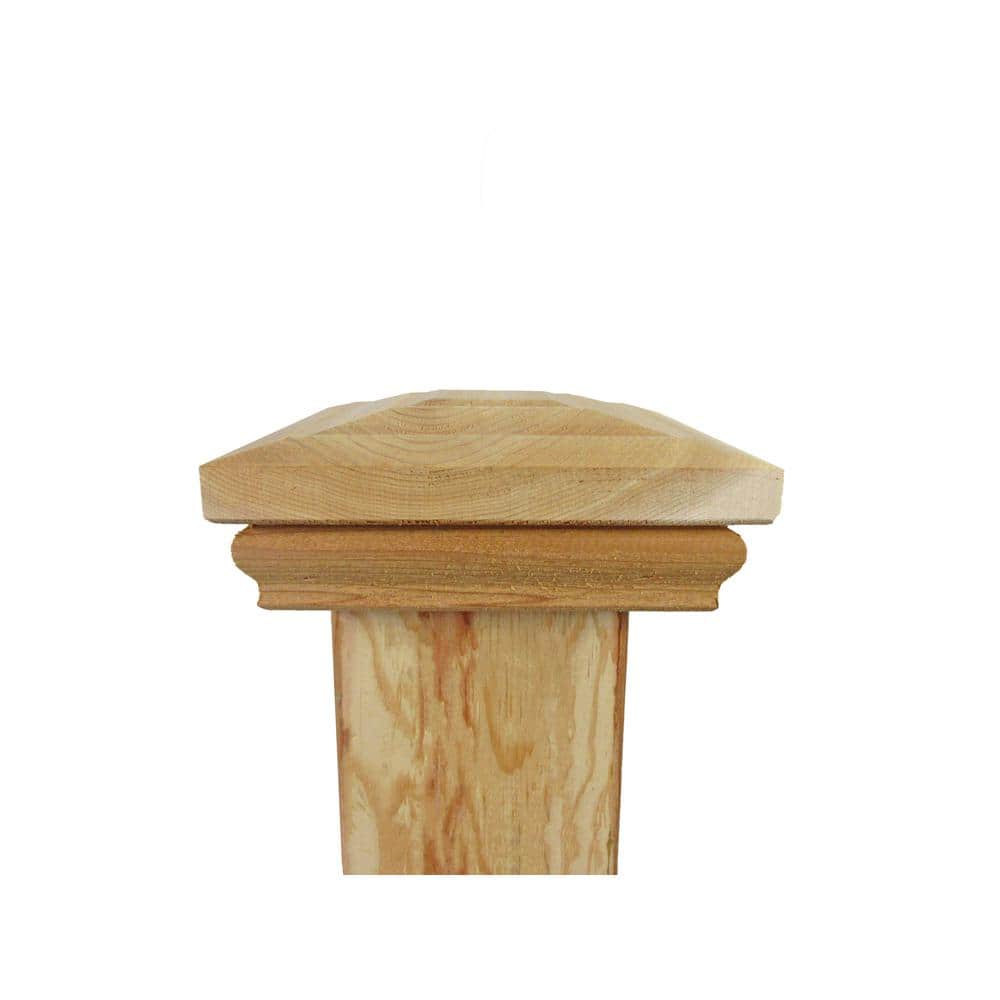 4 in. x 4 in. Step-In Flat Top Cedar Post Cap