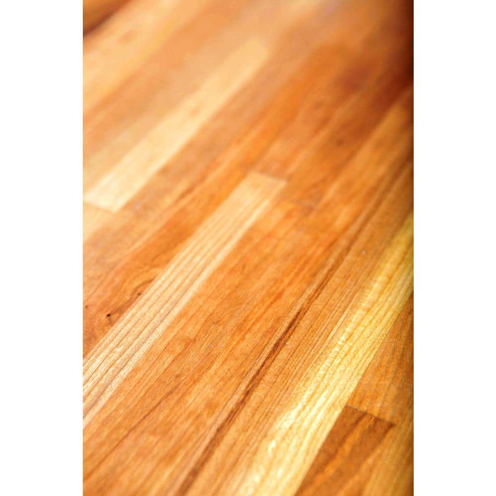 6 ft. L x 36 in. D Unfinished Cherry Solid Wood Butcher Block Island Countertop With Square Edge