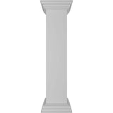 Ekena Millwork Plain 40 in. x 8 in. White Box Newel Post with Flat Capital and Base Trim (Installation Kit Included)