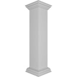 Ekena Millwork Plain 40 in. x 8 in. White Box Newel Post with Flat Capital and Base Trim (Installation Kit Included)