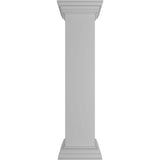 Ekena Millwork Plain 40 in. x 8 in. White Box Newel Post with Flat Capital and Base Trim (Installation Kit Included)