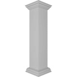 Ekena Millwork Plain 40 in. x 8 in. White Box Newel Post with Flat Capital and Base Trim (Installation Kit Included)