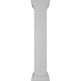 Ekena Millwork Plain 48 in. x 8 in. White Box Newel Post with Peaked Capital and Base Trim (Installation Kit Included)