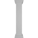 Ekena Millwork Plain 48 in. x 8 in. White Box Newel Post with Peaked Capital and Base Trim (Installation Kit Included)