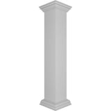 Ekena Millwork Plain 48 in. x 8 in. White Box Newel Post with Peaked Capital and Base Trim (Installation Kit Included)