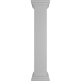 Ekena Millwork Plain 48 in. x 8 in. White Box Newel Post with Peaked Capital and Base Trim (Installation Kit Included)