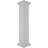 Ekena Millwork Plain 48 in. x 8 in. White Box Newel Post with Peaked Capital and Base Trim (Installation Kit Included)
